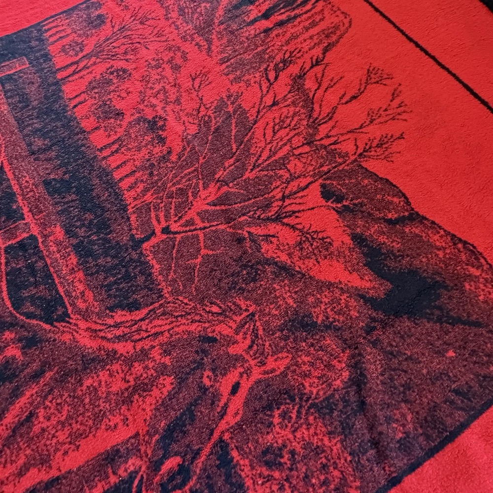 Vintage San Marcos Horse Blanket Black Red Western Ranch Throw 77x92 - Picture 6 of 7